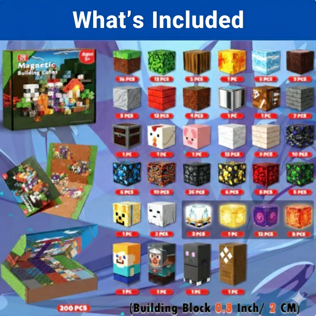 MagnoBlox - Magnetic STEM Building Blocks (200 Pcs)